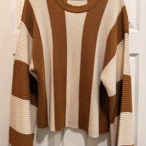Altar'd State Brown and Cream Striped Sweater